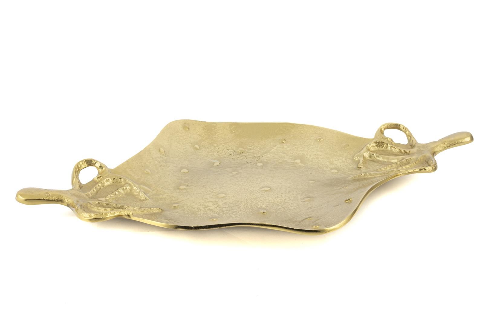 Gold Polyp Metal Dekor Tabak 55x37cm