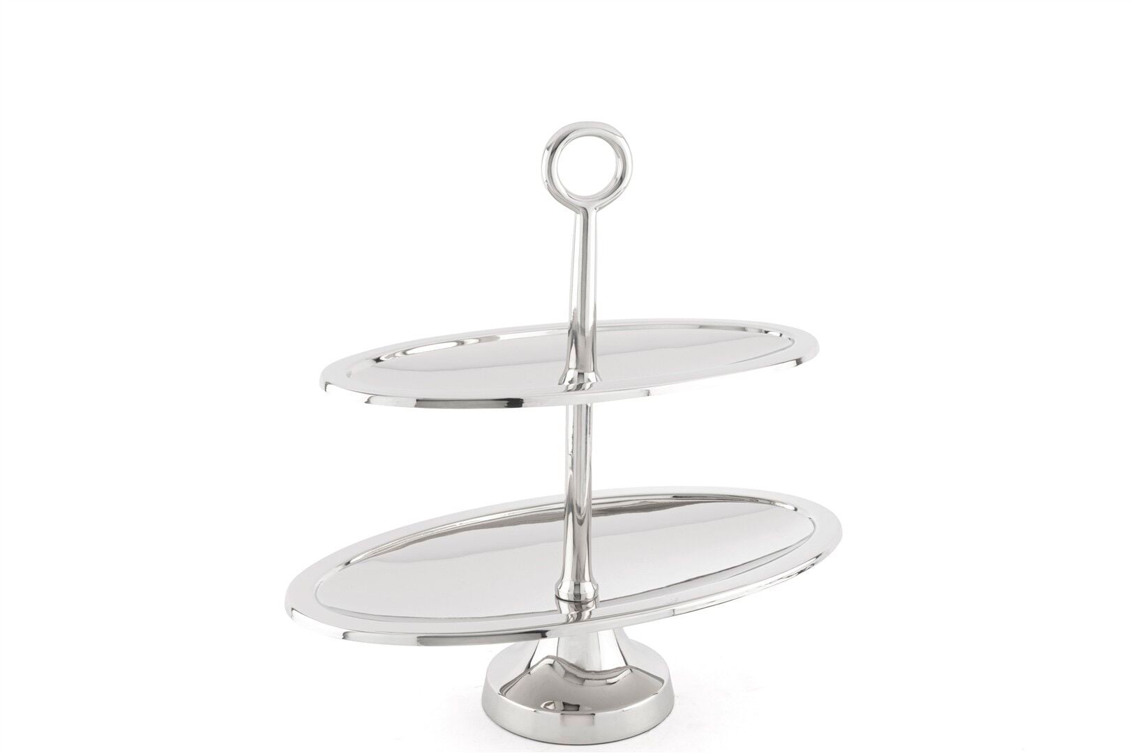 Silver 2 Katlı Oval Sunumluk 41x23x43cm