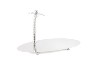 Silver Oval Palmiye Sunumluk 36x27x22cm