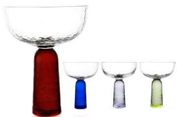 Renkli Ayaklı Dövülü 4lü Kup Bardak 270ml