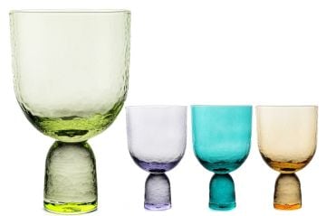 Renkli Dövülü Uzun 4lü Kup Bardak 335ml
