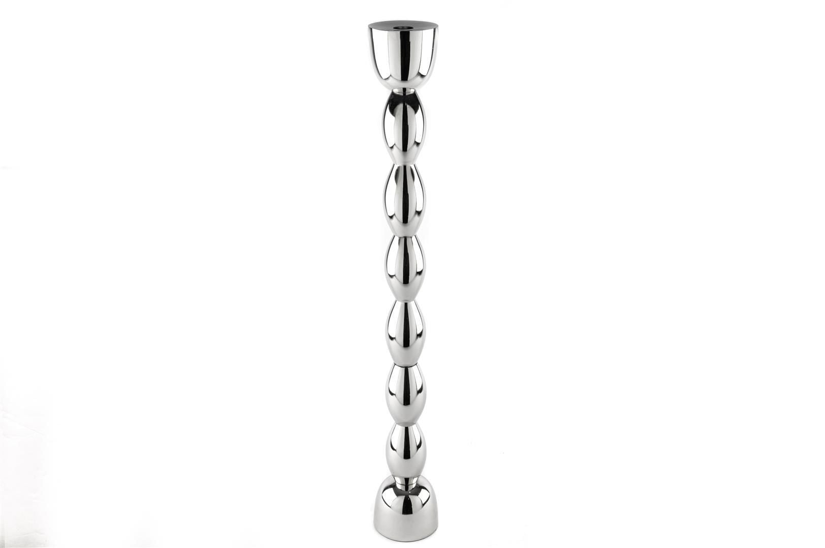 Silver Boğumlu Metal Mumluk 9x66cm