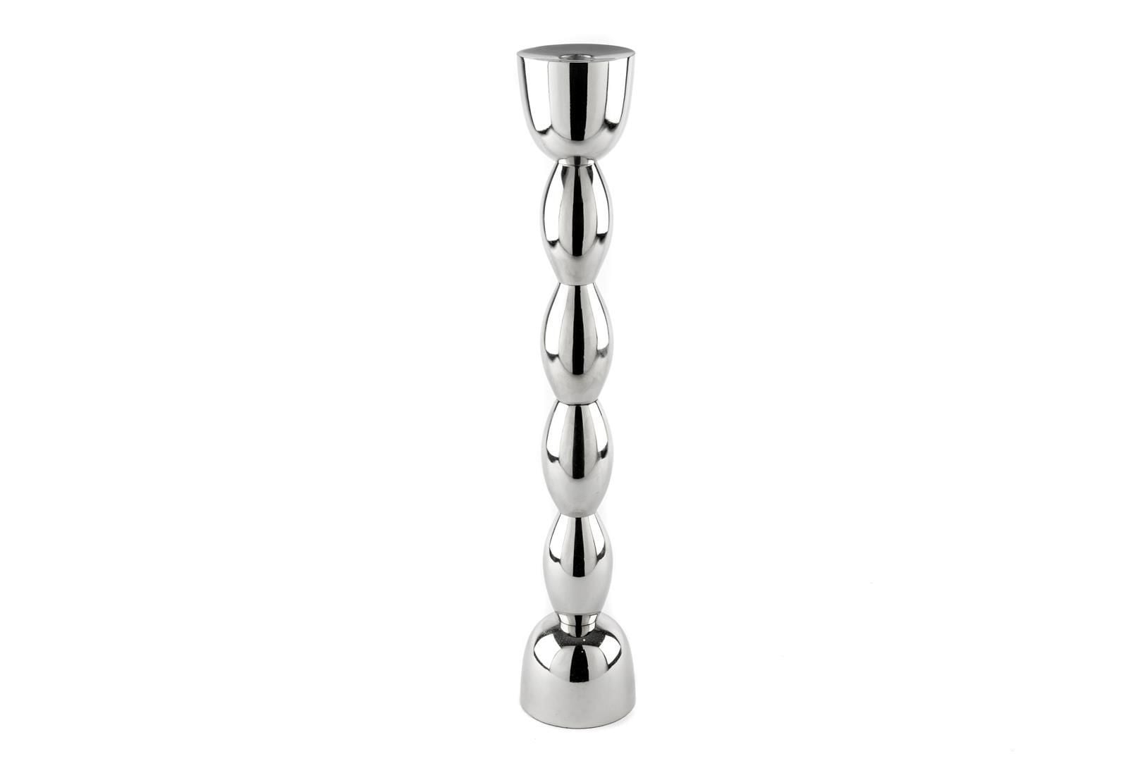 Silver Boğumlu Metal Mumluk 9x48cm