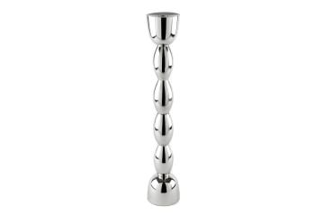 Silver Boğumlu Metal Mumluk 9x48cm