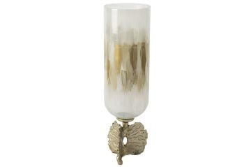 Beyaz Cam Bej El Boyaması Gold Ayaklı  53x17cm