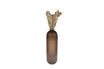 Bronz Cam Gold Başlıklı Küp 24x19x108cm