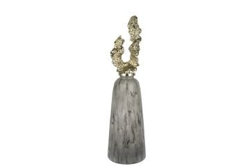 Gri Mermer Desenli Gold Kapaklı Küp 87x24cm