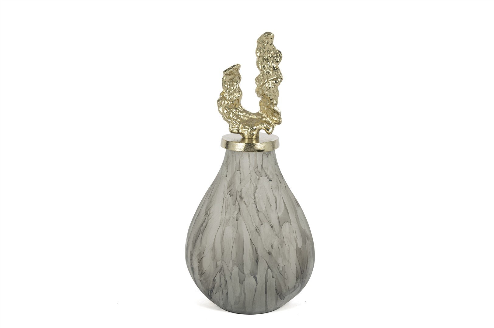 Gri Mermer Desenli Gold Kapaklı Küp 48x23cm