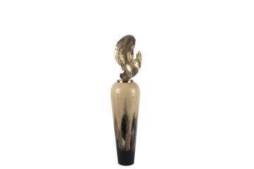 Krem Boyalı Cam Gold Başlıklı Küp 24x107cm