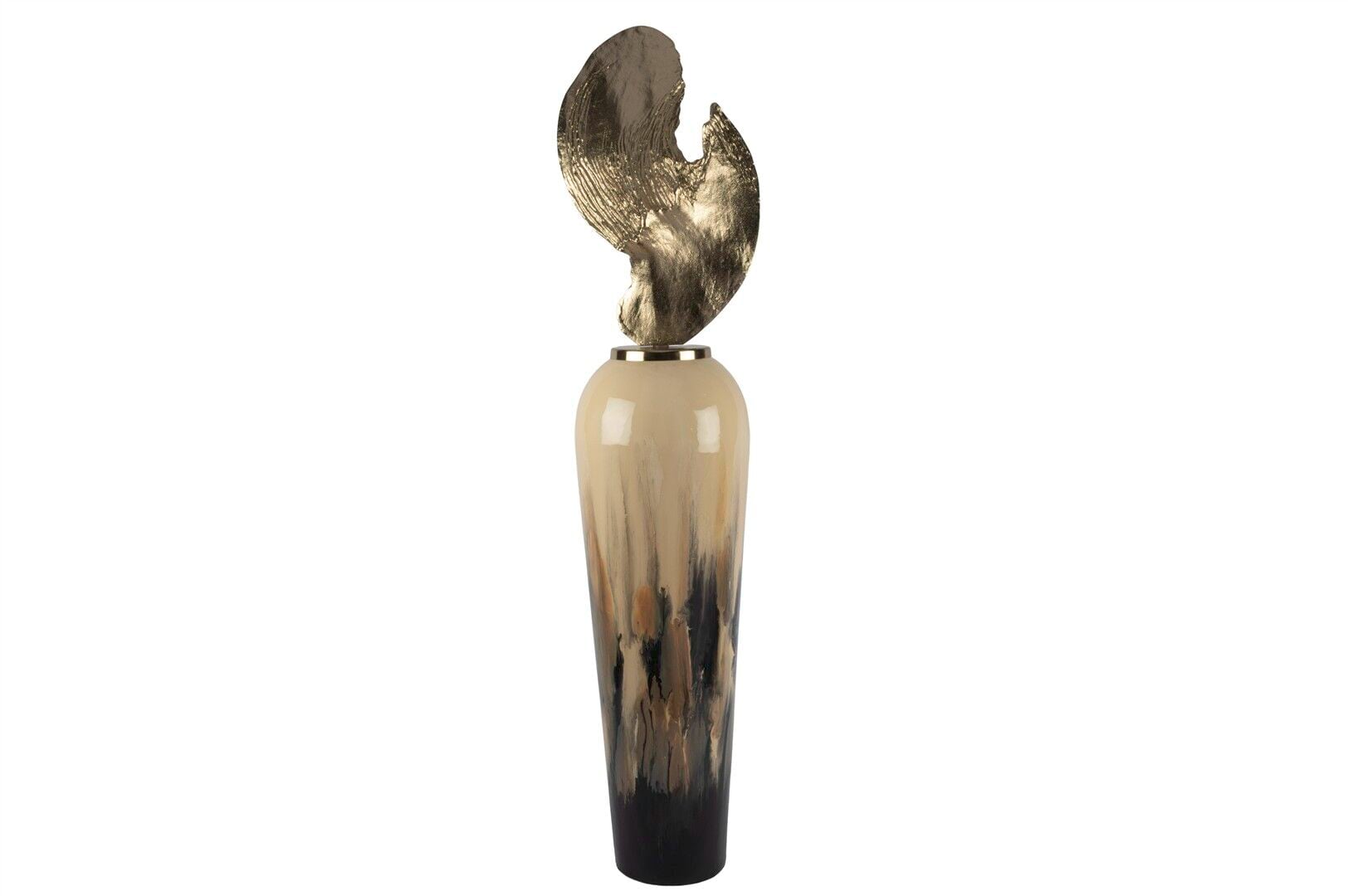 Krem Boyalı Cam Gold Başlıklı Küp 30x27x131cm