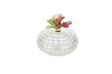 Pembe Yeşil Çiçek Kristal Şekerlik 17x15cm