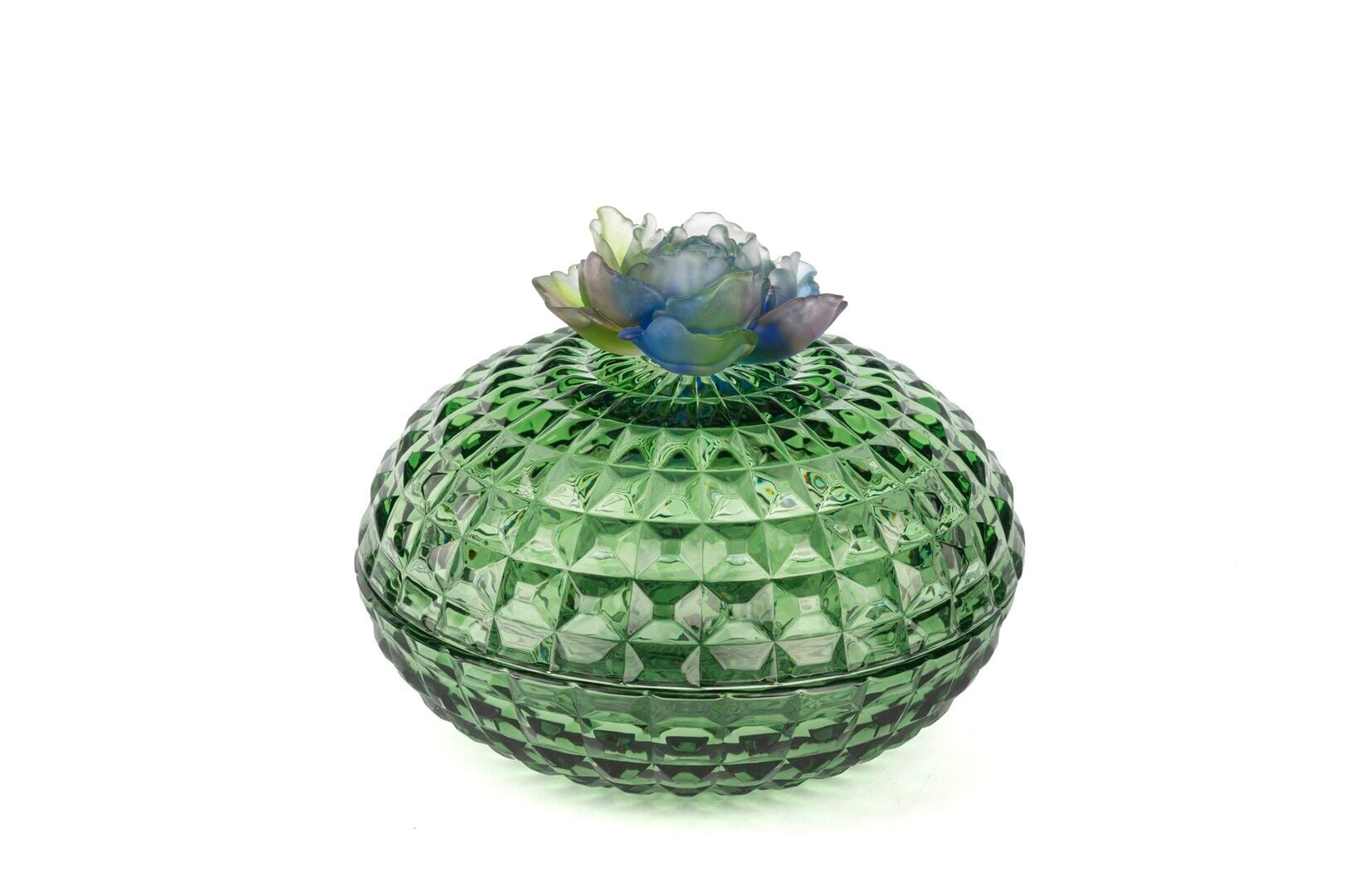 Yeşil Çiçek Kristal Şekerlik 21x19cm