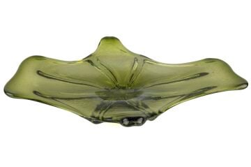 Yeşil Cam Dekoratif Tabak 61x37x11cm