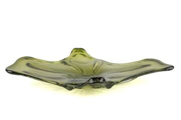 Yeşil Cam Dekoratif Tabak 61x37x11cm