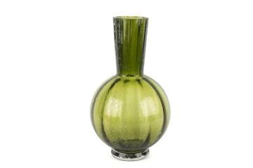 Yeşil Cam Kabarcıklı Vazo 23x38cm