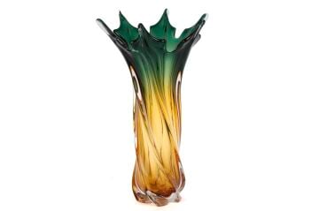 Amber Yeşil Kıvrımlı Vazo 26x43cm