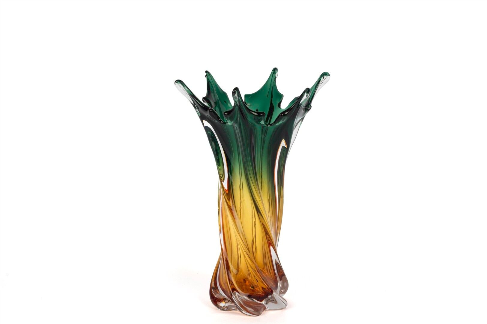 Amber Yeşil Kıvrımlı Vazo 24x36cm