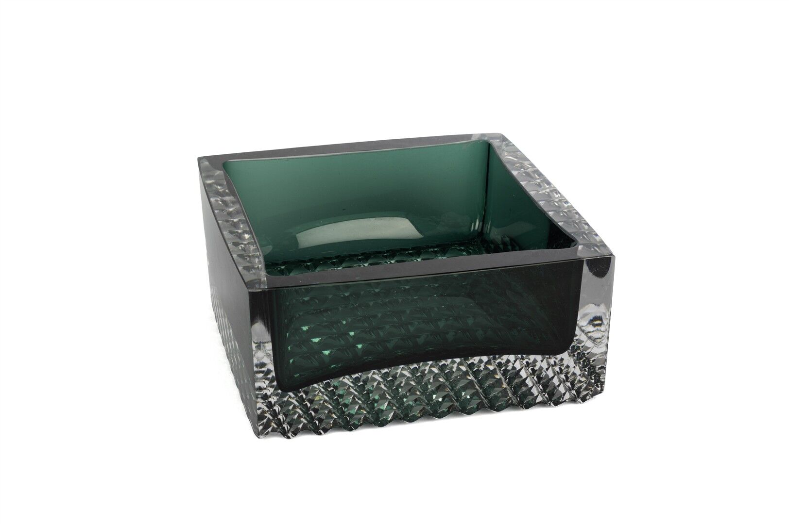 Yeşil Kristal Dekoratif Kare Kase 19x9cm