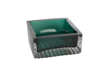 Yeşil Kristal Dekoratif Kare Kase 19x9cm