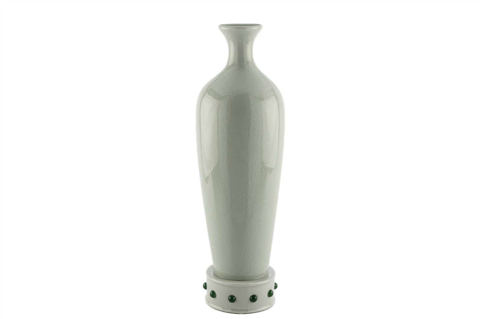 Yeşil Noktalı Porselen Vazo 15x45cm