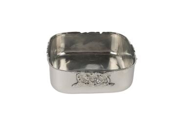 Silver İşlemeli Tepsili  Cam Kase 38x32x8cm