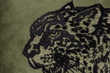 Leopar Nakışlı Haki Yastık Kırlent 35x50