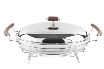 Nappa Cam Kapaklı Oval Servis 46x30x20cm
