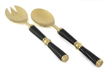 Gold Siyah Desenli Salata Servis Seti