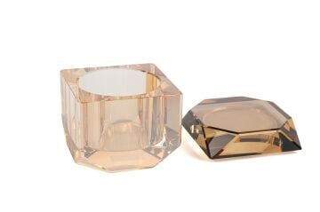 Şampanya Amber Kapaklı Kristal Kutu 10cm