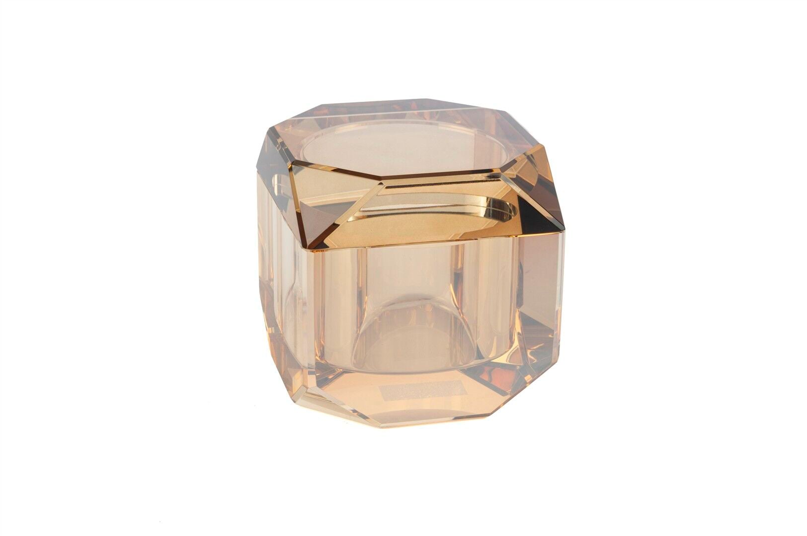 Şampanya Amber Kapaklı Kristal Kutu 10cm