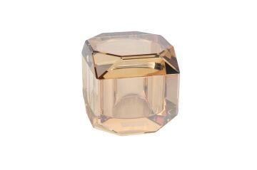 Şampanya Amber Kapaklı Kristal Kutu 10cm