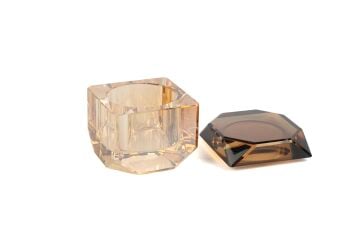 Şampanya Amber Kapaklı Kristal Kutu 8cm