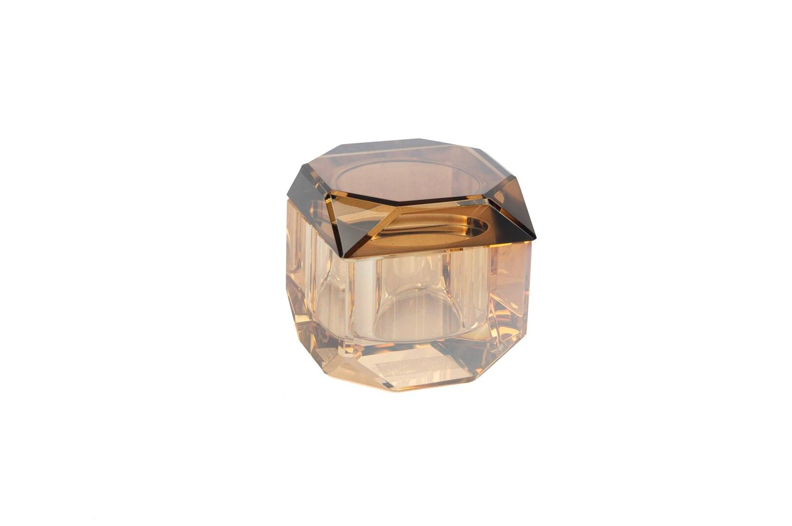 Şampanya Amber Kapaklı Kristal Kutu 8cm