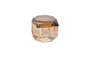 Şampanya Amber Kapaklı Kristal Kutu 8cm