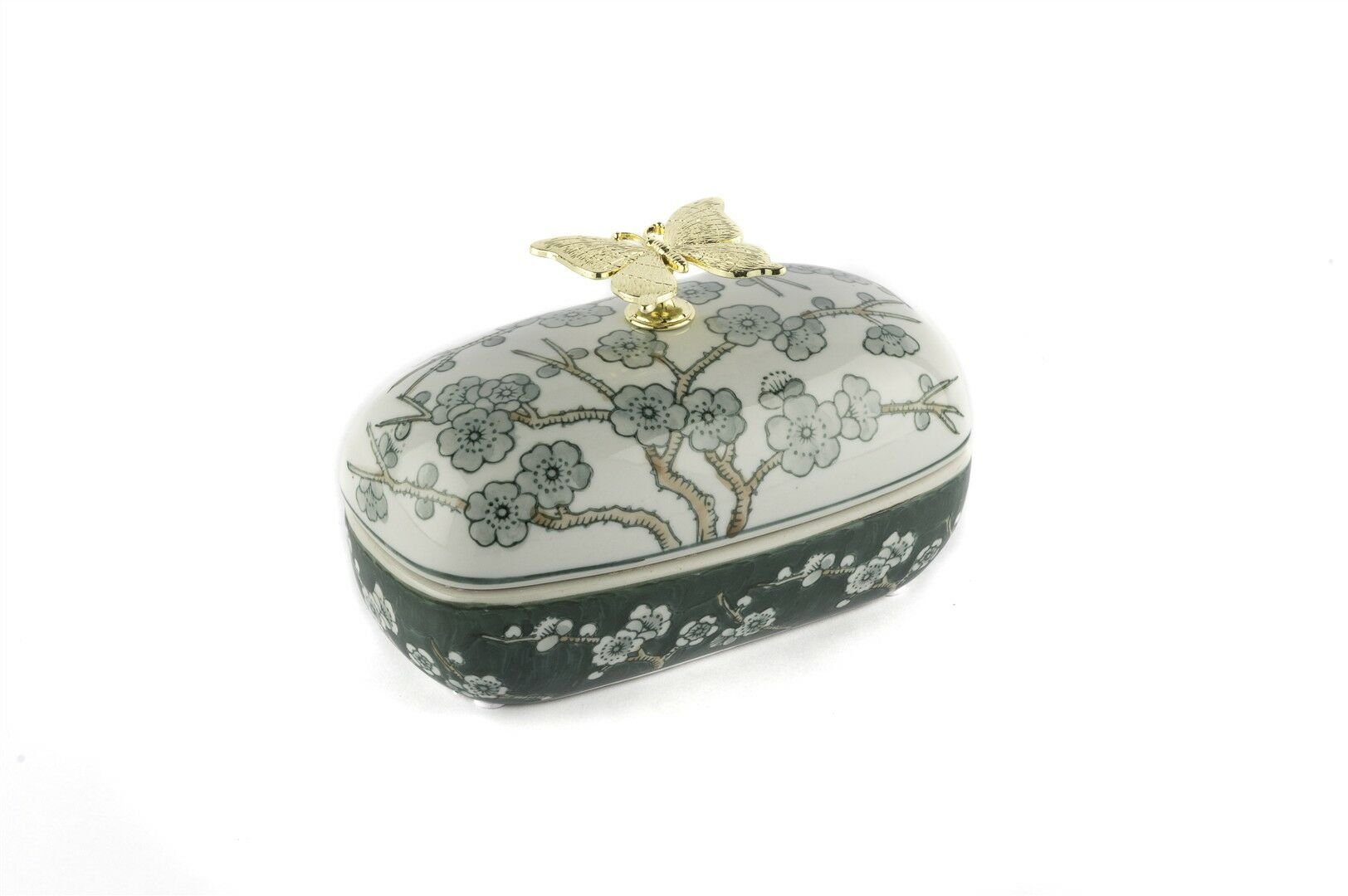 Yeşil Bahar Dalı Kapaklı Kutu 19x11x12cm