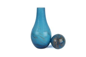 Mavi Bronz Dek Cam Şişe 18x47cm