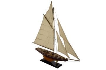 Kahverengi Ahşap Krem Yelkenli Dek Obje 74x11x77cm