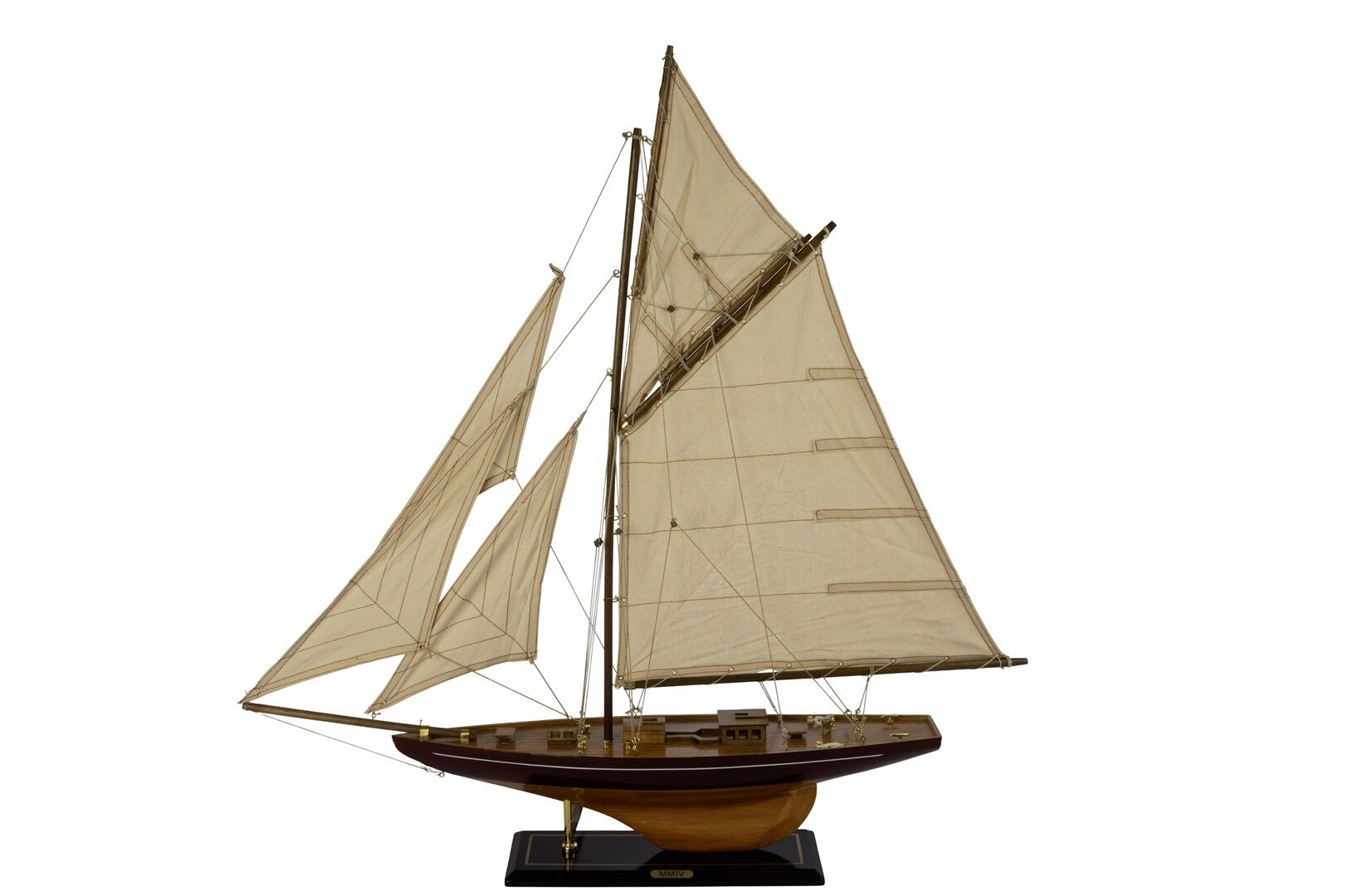 Kahverengi Ahşap Krem Yelkenli Dek Obje 74x11x77cm
