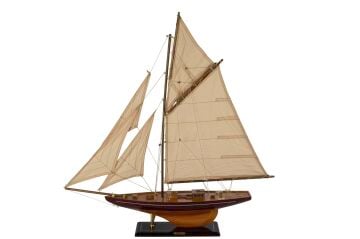 Kahverengi Ahşap Krem Yelkenli Dek Obje 74x11x77cm