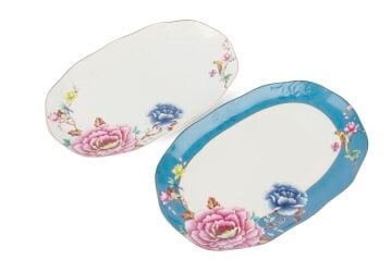 Verona 2li l Beyaz Mavi Oval Servis 33x21cm
