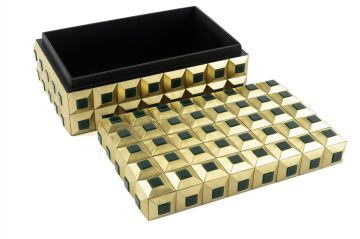 Gold Yeşil Taşlı Kutu 22x14x8cm