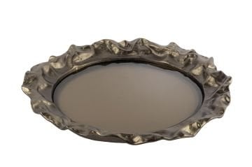 Bronz Kahve Camlı Tepsi 50x6cm