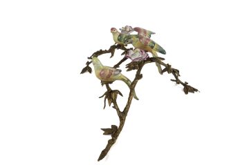 Antik Renkli Kuş Çiçekli Dekoratif Mumluk 56x33x16cm