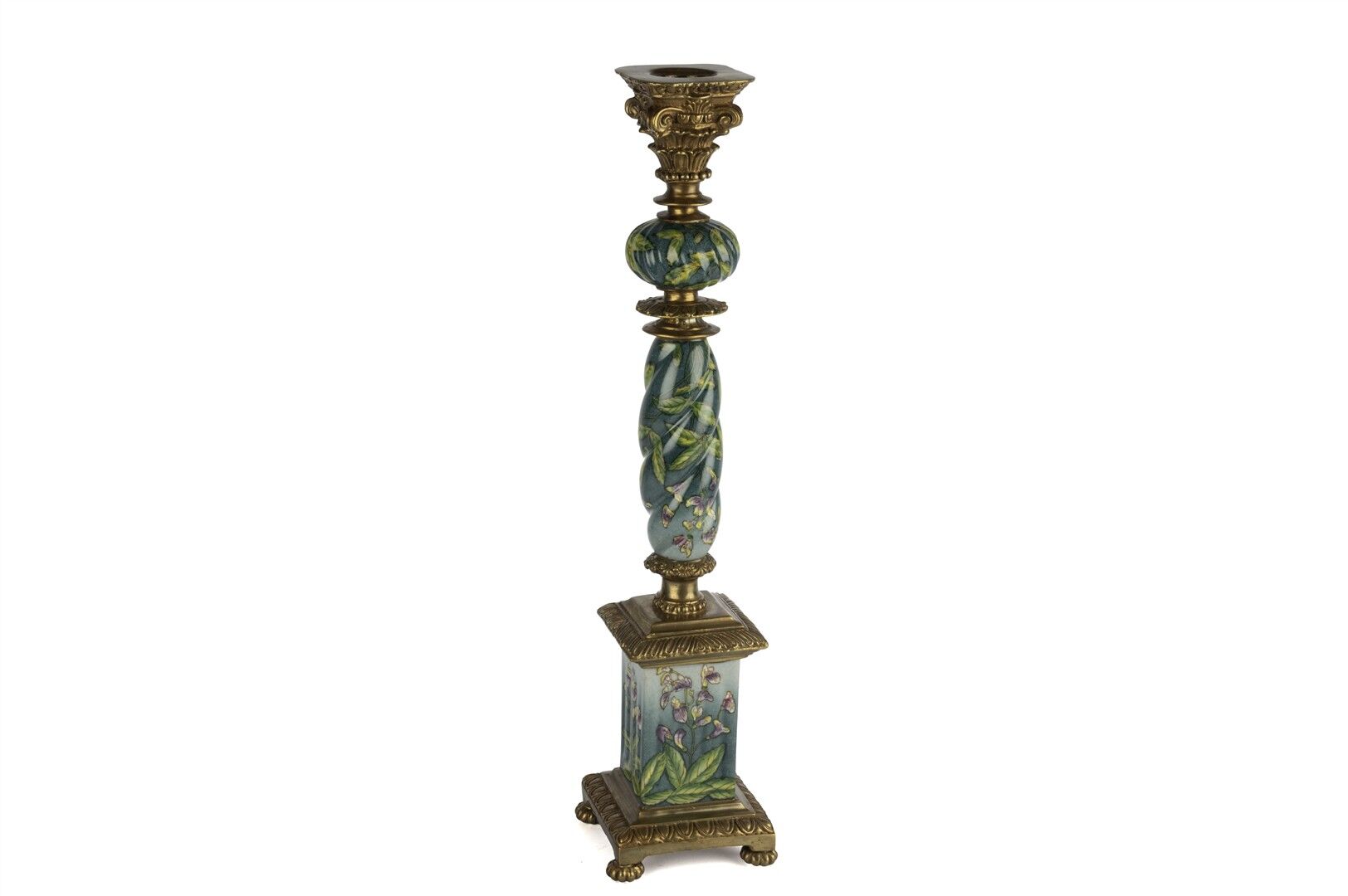 Turkuaz Yapraklı Antik Mumluk 10x44cm