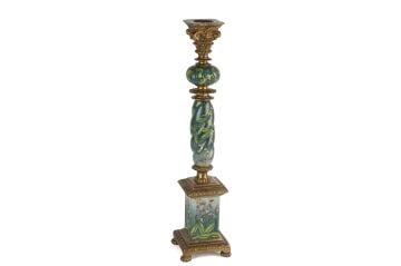 Turkuaz Yapraklı Antik Mumluk 10x44cm