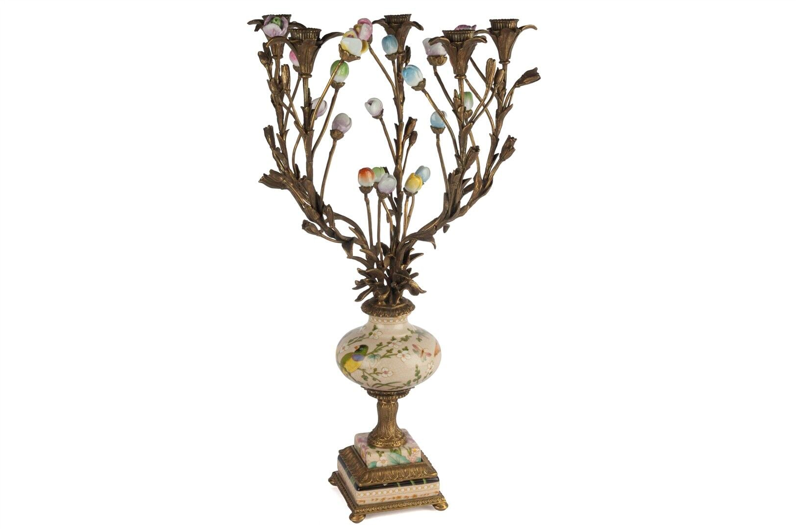 Antik Renkli Çiçekli Mumluk 29x51cm
