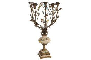 Antik Renkli Çiçekli Mumluk 29x51cm
