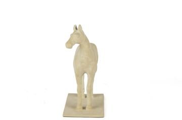 Horse Krem Alçı Dokulu Dekoratif Obje 18x23cm