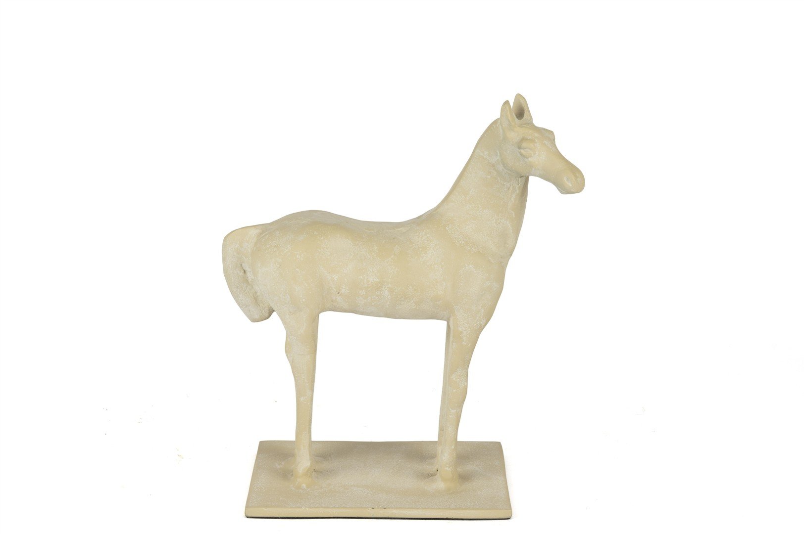 Horse Krem Alçı Dokulu Dekoratif Obje 18x23cm