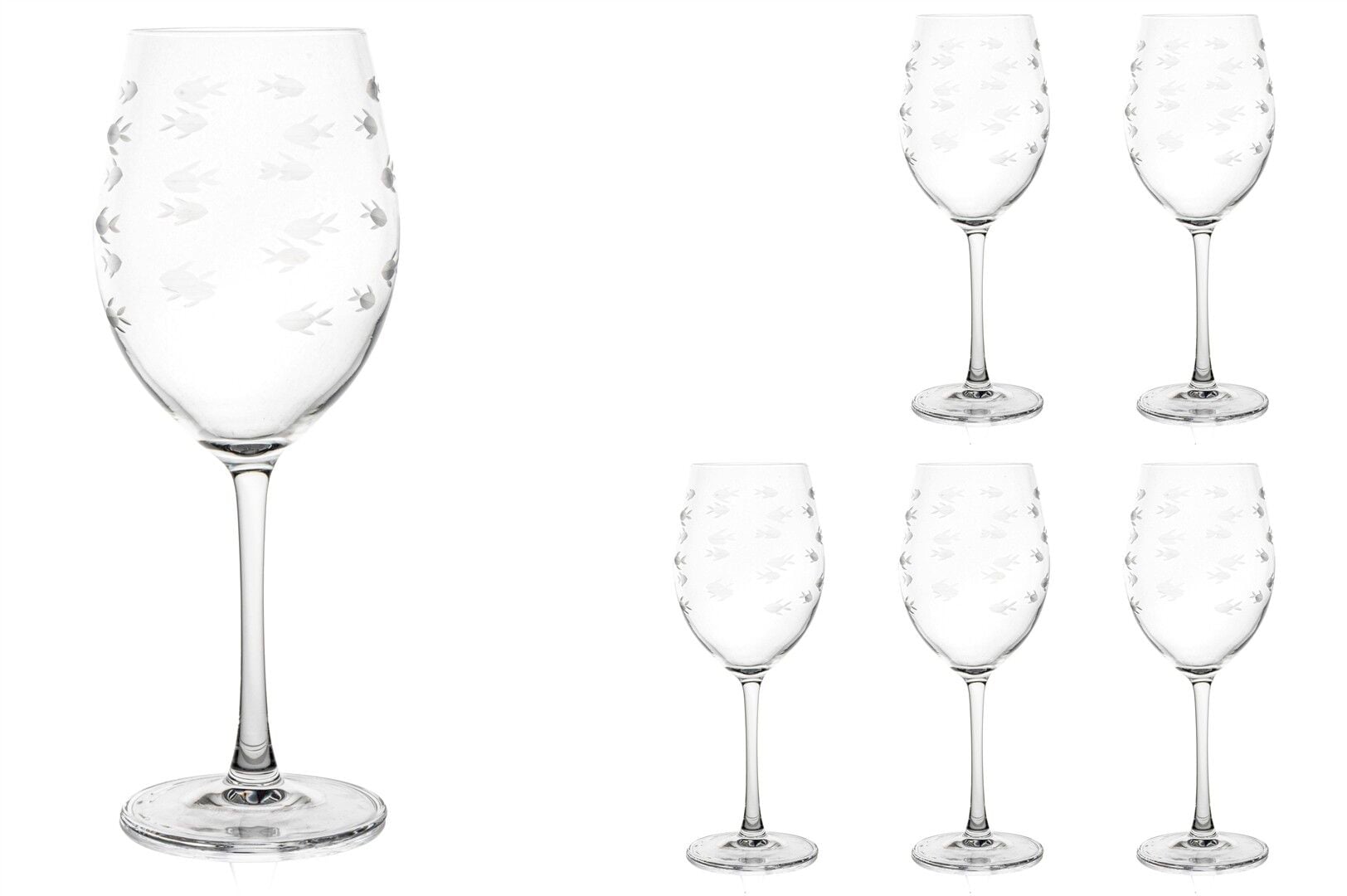 Balık Kesimli 6lı Kırmızı Şarap Kadehi 570ml